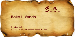 Baksi Vanda névjegykártya